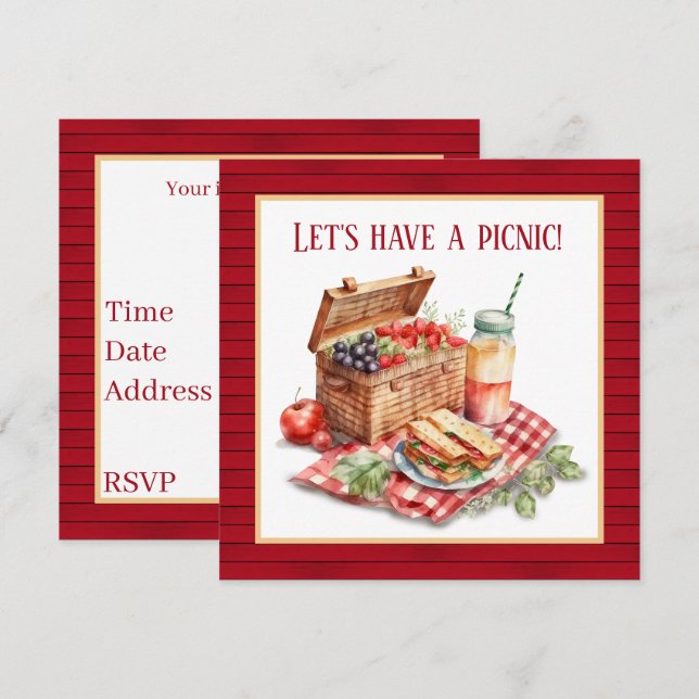 Imitate Picknick-Liebhaber Einladung (Vorne/Hinten)