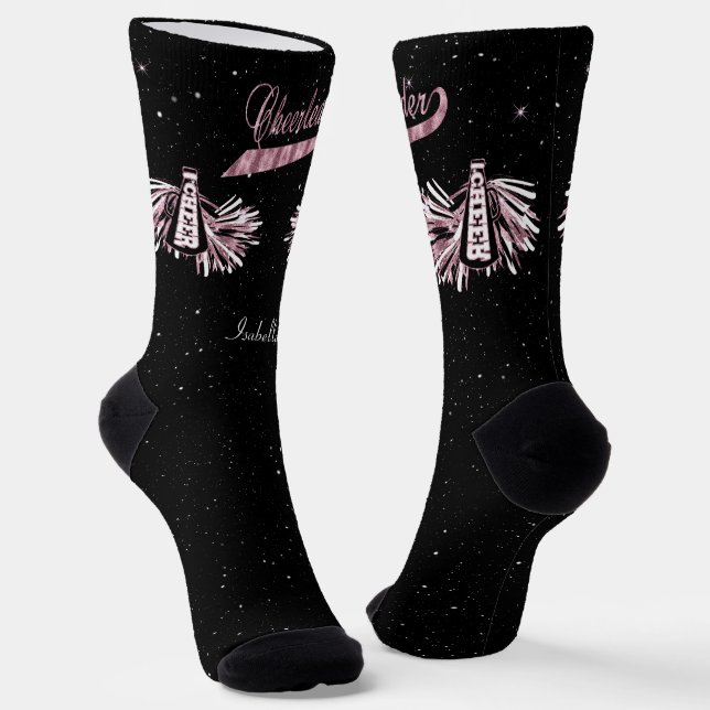 Imitate Pink Foil Cheerleader Design Socken (Gewinkelt)