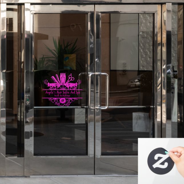 Imitate Pink Glitzer Friseur Salon und Wellness-Ce Fensteraufkleber (Büro Tür)