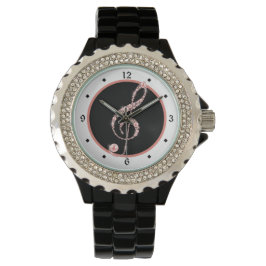 Imitate Pink Pearl Treble Clef Music Armbanduhr