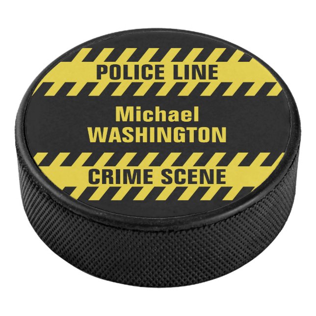 Imitate Police Line Custom Text Hockey Puck (3/4)