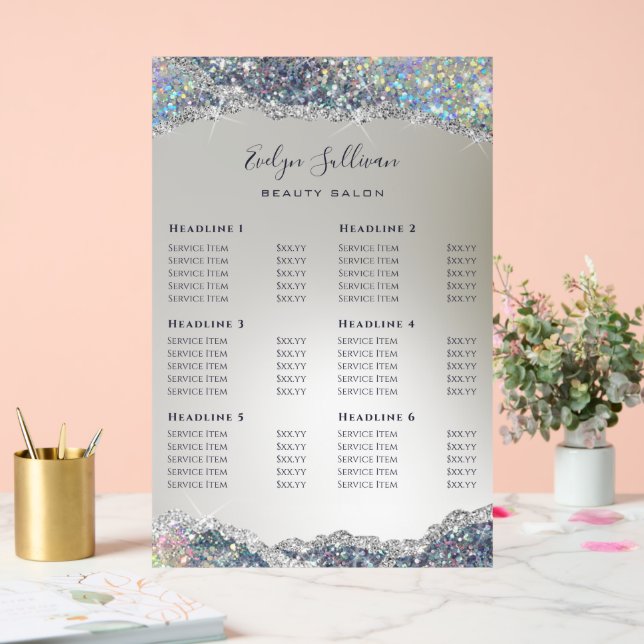 Imitate Preisliste für Silver Glitzer Foil Acrylschild (Hochzeit)