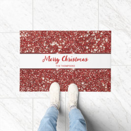 Imitate Red Glitzer Texture Look Frohe Weihnachten Fußmatte