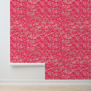 Imitate Red Lace Fishnet - benutzerdefinierte Farb Tapete