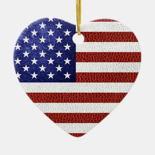 Imitate Red White Blue Leather USA Flag Keramik Ornament (Vorne)