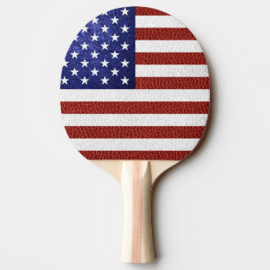 Imitate Red White Leather USA Flag Tischtennis Schläger
