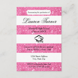 Imitate Rosa Glitzer Stripe-3x5 Grad Bekanntgabe Einladung