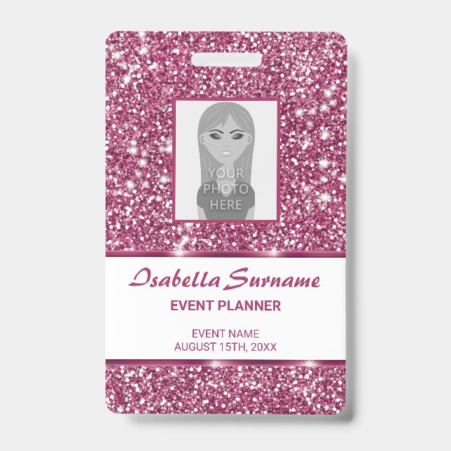 Imitate Rosa Glitzer Textur mit benutzerdefinierte Ausweis (Vorderseite)