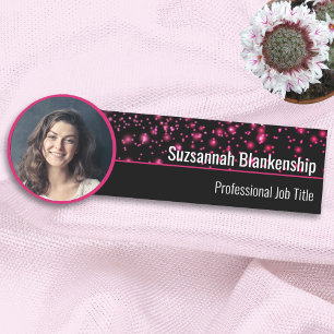 Imitate Rosa Glitzern Benutzerdefiniertes Foto Ber Namensschild
