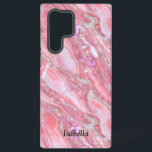Imitate Rosa Marmortextur mit silberfarbenem Glitz Samsung Galaxy Hülle<br><div class="desc">Stilvolle Imitate rosa Marmoreffekt Textur Hintergrund. Kann mit Ihrem Namen angepasst werden.</div>