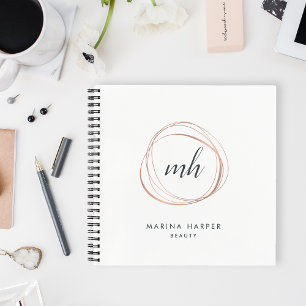 Imitate Rose Gold Abstrakt Monogramm Notizbuch