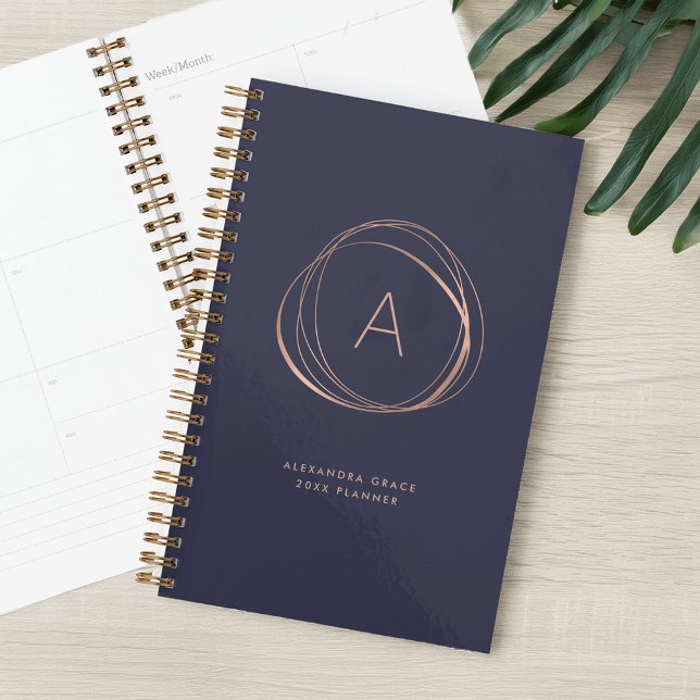 Imitate Rose Gold Abstrakt Monogramm Planer (Von Creator hochgeladen)