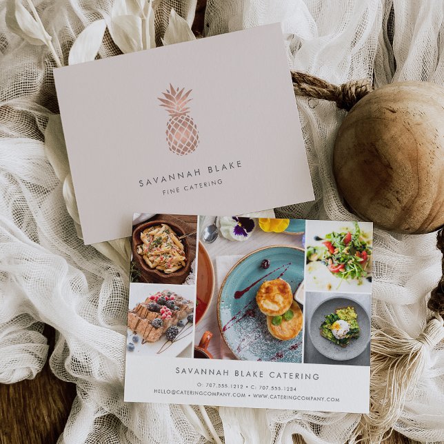 Imitate Rose Gold Ananas Werbefoto Collage Postkarte (Von Creator hochgeladen)