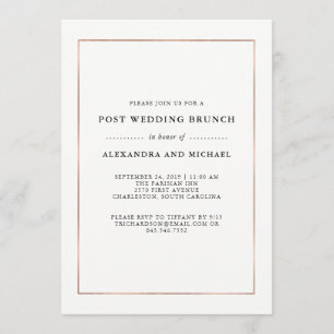 Imitate Rose Gold Border Post Hochzeit Brunch Einladung