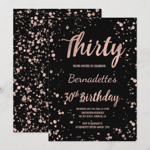 Imitate Rose Gold Confetti Spritzer 30. Geburtstag Einladung