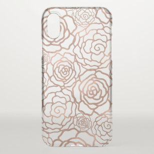 Imitate Rose Gold Fohlen Blumengitter Klar iPhone XS Hülle
