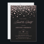 Imitate Rose Gold Foil Confetti Black Sweet 16 Par Einladung<br><div class="desc">Mit dieser maßgeschneiderten,  süßen 16 Party Einladung laden wir Sie zu Ihrer Veranstaltung ein. Es zeigt Imitate Rose Gold-Folie Konfetti Punkte auf einem schwarzen Hintergrund. Personalisieren Sie diese,  indem Sie Ihre Daten hinzufügen. Diese Rose Gold 16 . Geburtstag Einladung ist perfekt für jedes Geburtstagsthema oder jede Jahreszeit.</div>