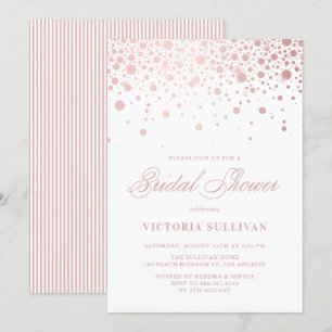 Imitate Rose Gold Foil Confetti Dots Brautparty Einladung