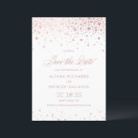 Imitate Rose Gold Foil Confetti Dots Hochzeit Save The Date<br><div class="desc">Mit dieser atemberaubenden Imitats Gold Foil Confetti Save the Date Card fügen Sie Ihrer Hochzeitsankündigung eine Touch Luxus hinzu. Mit einem schönen Konfetti-Design mit eleganten Imitaten Rose Gold-Folie Akzente. Das zarte, fließende Drehbuch ergänzt perfekt die funkelnden Details und schafft eine zeitlose Hochzeitsankündigung. Diese Save the Date-Karte eignet sich ideal für...</div>