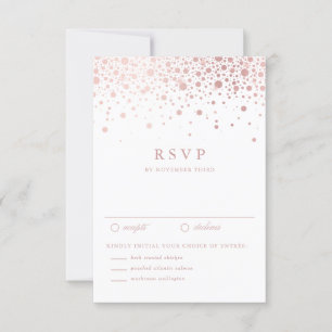 Imitate Rose Gold Foil Confetti Dots Wedding RSVP Karte
