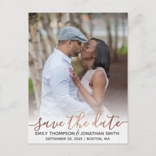 Imitate Rose Gold Foil Foto Save the Date Postkart Postkarte