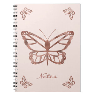 Imitate Rose Gold Foil Look Schmetterlinge & Benut Notizblock
