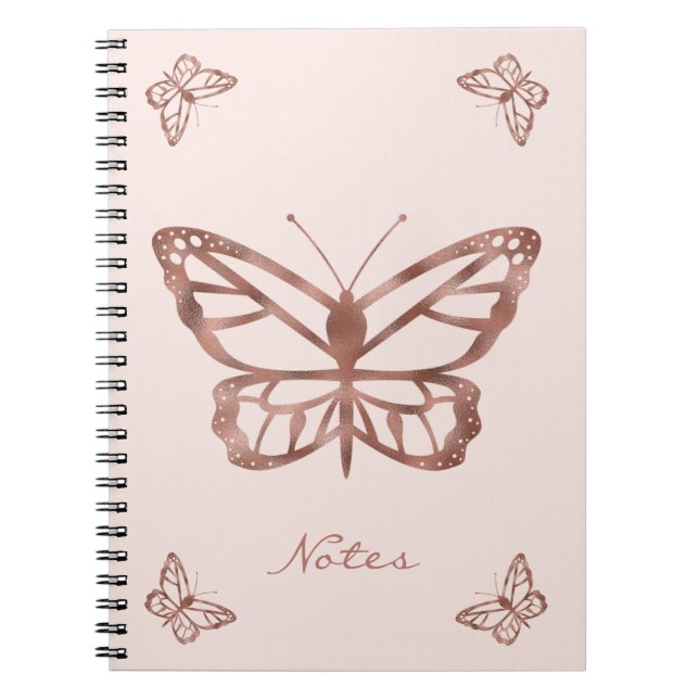 Imitate Rose Gold Foil Look Schmetterlinge & Benut Notizblock (Vorderseite)