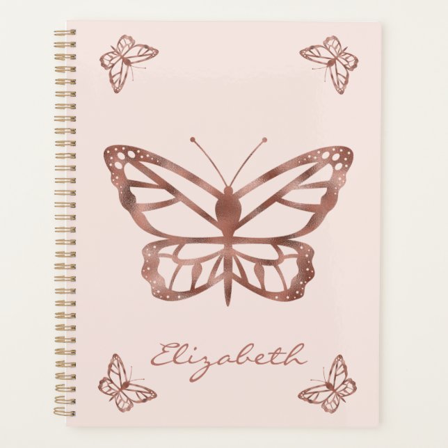 Imitate Rose Gold Foil Look Schmetterlinge & Benut Planer (Vorderseite)