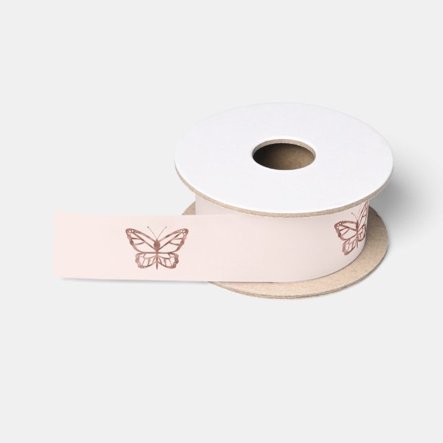 Imitate Rose Gold Foil Look wie Schmetterling auf  Satinband (Spule)