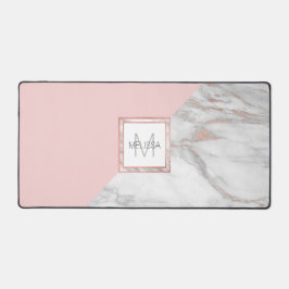Imitate Rose Gold Foil Marmorplatte Rosa MONOGRAM Schreibtischunterlage