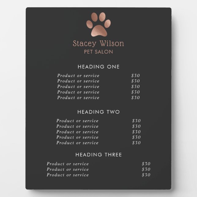 Imitate Rose Gold Fow Print Logo und Kohle Fotoplatte (Vorderseite)