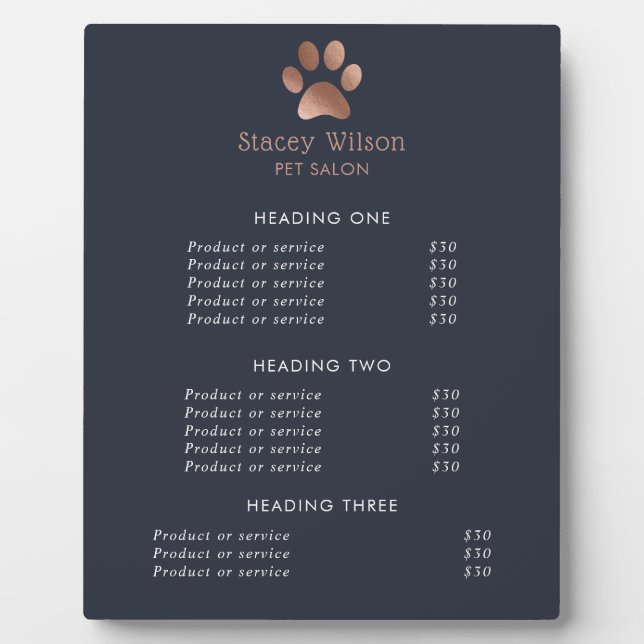 Imitate Rose Gold Fow Print Logo und Navy Fotoplatte (Vorderseite)
