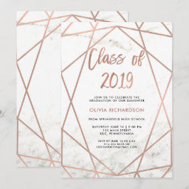 Imitate Rose Gold Geometric | Marble Graduation Pa Einladung