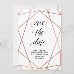 Imitate Rose Gold Geometrie auf Weiß Save The Da Date