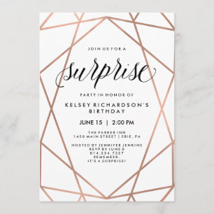 Imitate Rose Gold Geometrische Linien  Party Einladung