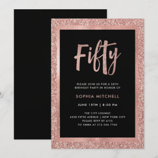 Imitate Rose Gold Glitzer | 50. Geburtstagsparty Einladung