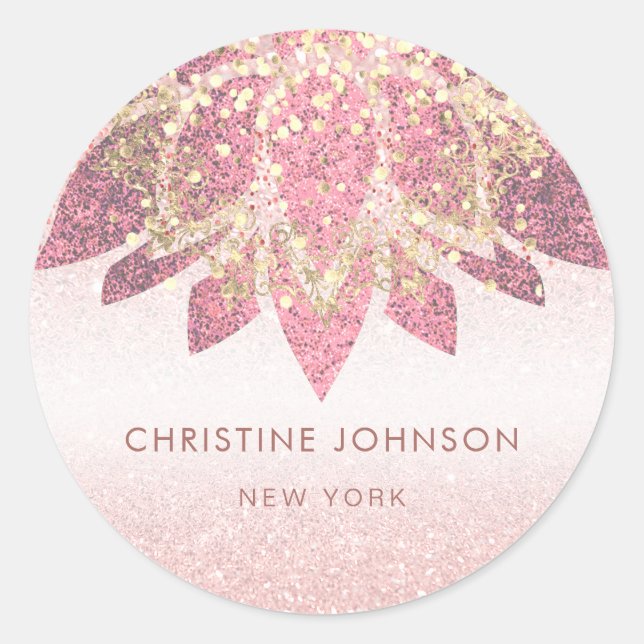 Imitate Rose Gold Glitzer Dekoration Runder Aufkleber (Vorderseite)