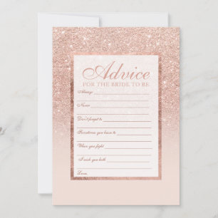 Imitate Rose Gold Glitzer elegante Beratung bridal Hinweiskarte
