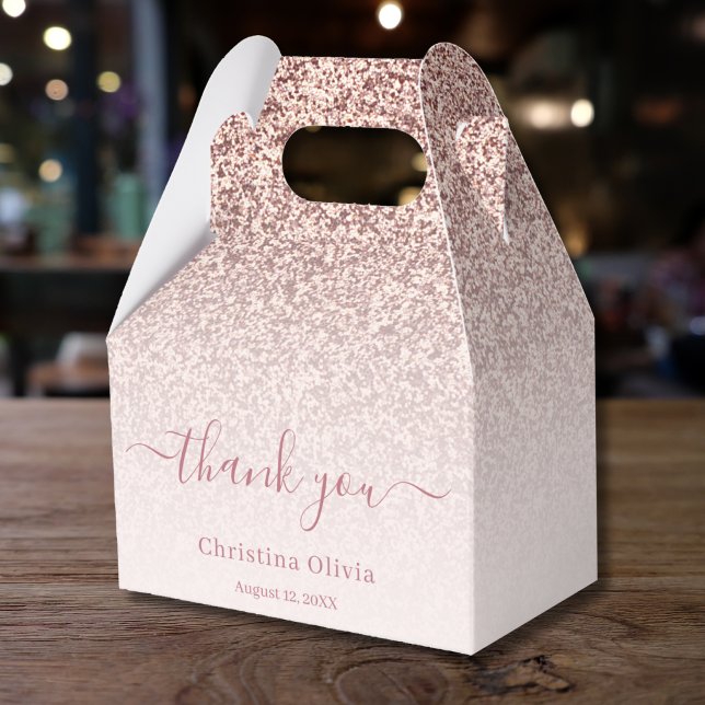 Imitate Rose Gold Glitzer eleganter Chic Vielen Da Geschenkschachtel (Rose Gold Glitter Ombre Favor Box)