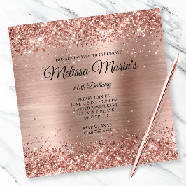 Imitate Rose Gold Glitzer Foil Monogram 60. Geburt Einladung