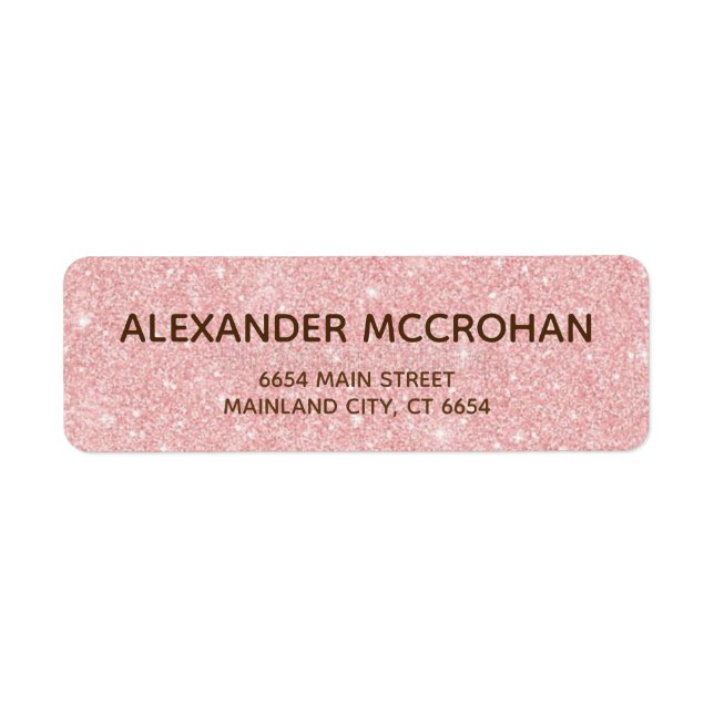 Imitate Rose Gold Glitzer Foil Rosa Rücksendeadres (Vorne)