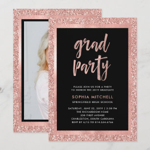 Imitate Rose Gold Glitzer  Foto der Absolventen Einladung