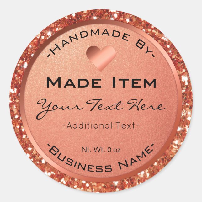 Imitate Rose Gold Glitzer Handmade Kleine Unterneh Runder Aufkleber (Vorderseite)