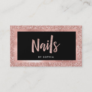 Imitate Rose Gold Glitzer Look und Schwarz Nägel Visitenkarte