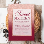 Imitate Rose Gold Glitzer ombre burgundy Sweet 16 Einladung<br><div class="desc">Moderne,  hübsche,  schicke und elegante Imitate Rose Gold Glitzer Dusche ombre mit Marsala burgundy Farbe Block Sweet 16 Geburtstagsfeier Einladung mit Rose Gold Ober Muster mit burgund und eleganten goldenen Rahmen Perfekt für eine Prinzessin 16 . Geburtstag,  perfekt für sie,  die Mode,  die moderne Muster und Glanz Liebe</div>