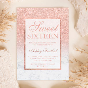 Imitate Rose Gold Glitzer ombre Marmor schick Swee Einladung