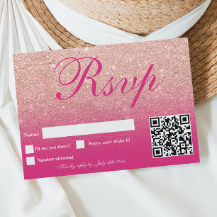Imitate Rose Gold Glitzer ombre pink magenta Sweet RSVP Karte