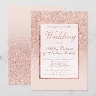 Imitate Rose Gold Glitzer Rahmen elegante schicke  Einladung