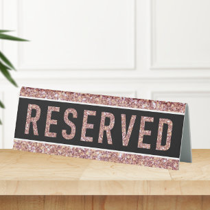 Imitate Rose Gold Glitzer Reserviert Tabellenzeich Tischaufsteller