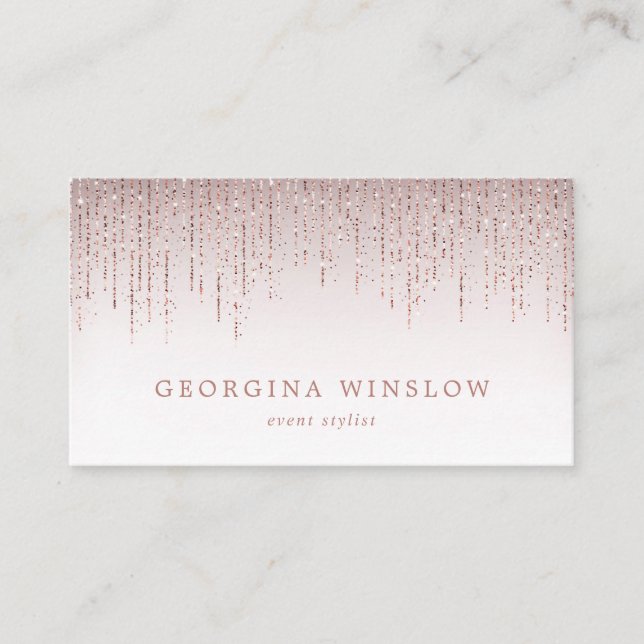 Imitate Rose Gold Glitzer String Vorhang Luxus Visitenkarte (Vorderseite)
